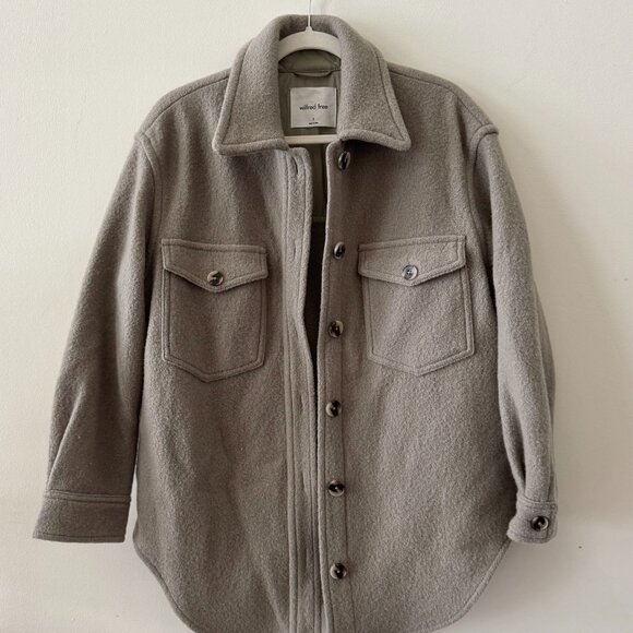 Wilfred Free Aritzia The Ganna Shirt Jacket Merino-wool Dry Basil Shacket Small - Picture 3 of 5